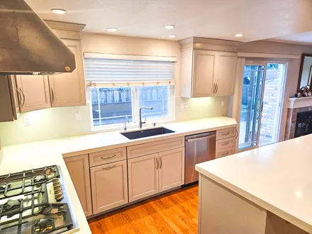 Freshly painted kitchen cabinets